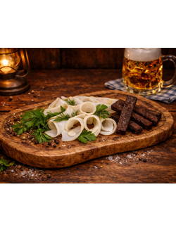 Шпик соленый с чесноком и гренками