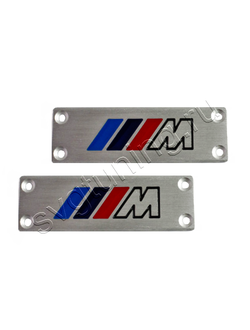 Шильдики на коврики стиль М для BMW E39, алюминиевые, 2 шт
