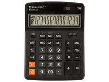 Калькулятор настольный BRAUBERG EXTRA-14-BK (206x155 мм), 14 разрядов, двойное питание, ЧЕРНЫЙ, 250474