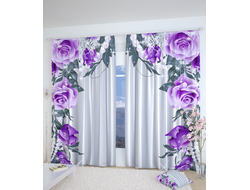 Фотошторы 150x180*2	Габардин	(150;180)(150;180)	Фиолетовые розы на ветке уценка