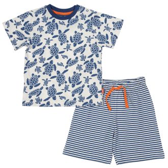 Комплект «Морская черепаха», футболка+шорты (цвет, белый/синий), размер 12-18 мес., 80-86 см