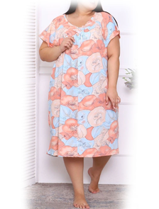 Женская ночная сорочка большого размера из хлопка арт. 140834-112 (цвет персиковый) Размеры 70-78