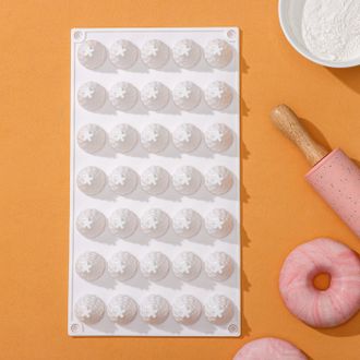 Форма для выпечки и муссовых десертов KONFINETTA «Ежевика», 35 ячеек, 29×16×2,5 см, 2,8×2,5 см, цвет белый