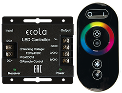 Контроллер для светодиодных RGB лент Ecola 12V 288W(24V 576W) 24A с кольцевым сенсорным черным радиопультом RFC24BESB