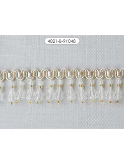 Арт. 4021-B-9 . Бахрома стеклярусная на сутажной основе, 3,5 см