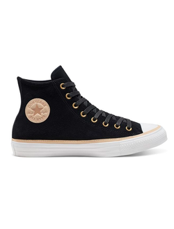Кеды Converse Vachetta All Star Leather Trim кожаные черные высокие