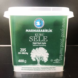 Маслины натуральные с косточкой, размер 2XS, (Kuru Sele Doğal Siyah Zeytin), 400 гр., Marmarabirlik, Турция