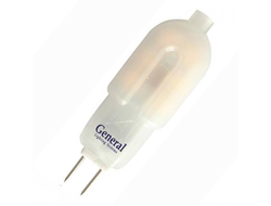 Лампа светодиодная General G4 12V 3W(140lm) 2700K 2K 38x12 пластик, матовый BL5 (упаковка 5 шт, цена за 1шт.) 652800