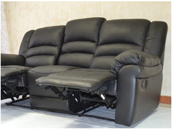 Гарнитур. Кожаный диван + кожаное кресло Munchen. Черная НАТУРАЛЬНАЯ кожа