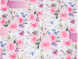 Бумага упаковочная глянцевая "Акварельные цветы", 70 х 100 см, 1 лист