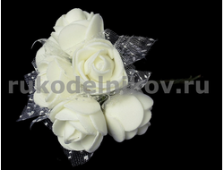 декор "Роза", материал-фоамиран, цвет-белый, 12 шт/уп
