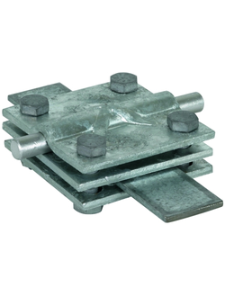 321045 Крестообразный соединитель для надземного и подземного монтажа c промежут. пластиной Rd/Fl=8-10/30-40 мм Fl=30-40/30-40 мм St/tZn