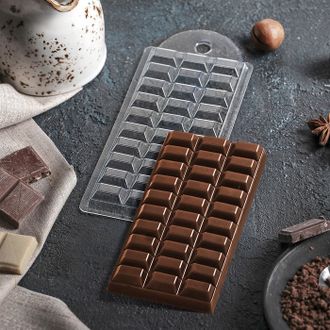 Форма для шоколада 7х15х1 см Шоколад темный 30 ячеек