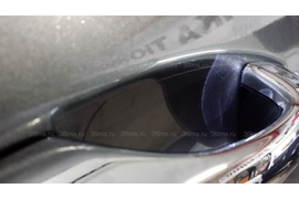 Защита ЛКП Hyundai Santa Fe антигравийной полиуретановой пленкой 3М капот, передний бампер, зеркала, стекла фар. Проемы ручек дверей готовы.