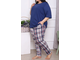 Трикотажная женская пижама больших размеров из хлопка арт. 161468-443 (цвет индиго) Размеры 66-80