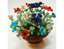 Букет цветов из камня в корзине в ассортименте