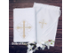 Традиционное крестильное полотенце (крыжма) 70х140 см, вышитый крест (цвет на выбор)