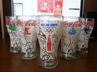 Эксклюзивные бокалы Coca-Cola «Sochi-2014» (Франция, 5 шт)
