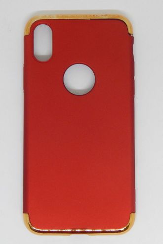 Защитная крышка iPhone X с вырезом под логотип, золотисто-красная