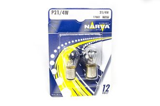 Лампа NARVA P21/4W 12V к-кт 2 шт. в блистере