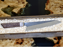 Нож ручной работы Gyuto Y82 / сталь D2 / карельская береза / шоколадно-коричневый