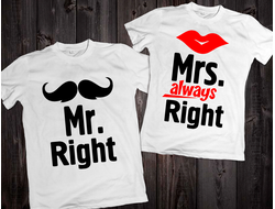Парные футболки "Mr. Right and Mrs. always Right" 032