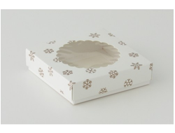 Коробка на 1 печенье 11,5*11,5*3 см (тип: &quot;Ракушка&quot;), Снежинки