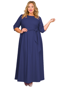 Нарядное длинное платье БОЛЬШОГО размера  Арт. 1518402 (Цвет темно-синий)  Размеры 48-78