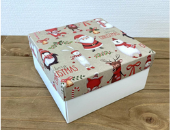 Коробка подарочная ВЫСОКАЯ 2П-В 7 см БЕЗ ОКНА (18*11* выс 7 см), Дед мороз на Сером