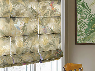 FA1132.  Портьера с фотопечатью, с птичками