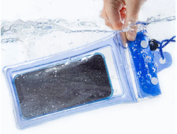 Чехол водонепроницаемый СЛЕДОПЫТ для смартфонов (6,5`) и документов с нашейным шнуром, голубой
