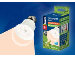 Лампа Uniel для растений A60 E27 10W прозр/алюминий LED-A60-10W/SPFR/E27/CL PLP01WH