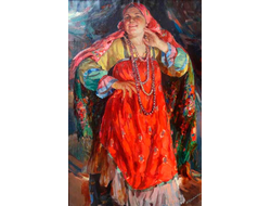Курманаевский В.П.  Женщина в ярком платке 1920-30-е годы. Холст, масло. 106 Х 71 (993)