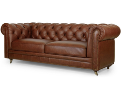 Двухместный кожаный диван, с каретной стяжкой КАПИТОНЕ