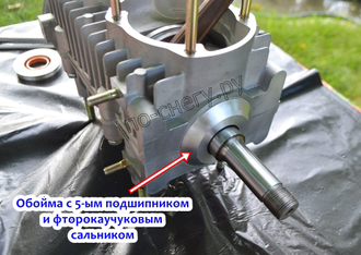 Комплект 2: дополнительный подшипник коленвала в обойме с сальником + обойма с сальником для картера РМЗ-640