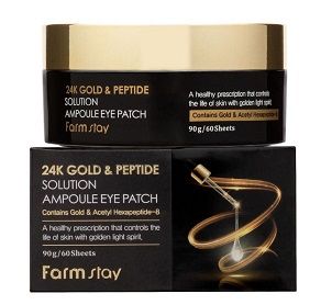 FarmStay Гидрогелевые патчи для глаз с 24-х каратным Золотом и Пептидами 24K Gold &amp; Peptide, 60 шт. 034321