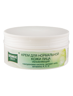 Крем DOMIX GREEN для нормальной кожи, увляжняющий, с гиалуроновой кислотой, экстрактом алоэ, витаминами А, Е, D, F, 75 мл