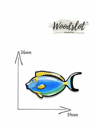 Рыбка синяя с желтым плавником - Брошь/значок - 706