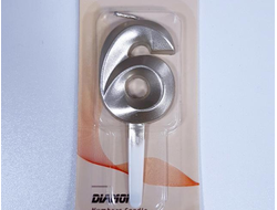 Свеча в торт  «Грань», цифра "6", Золото