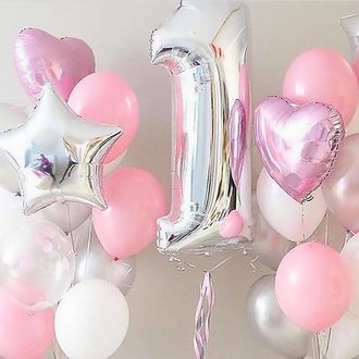 Набор шаров с гелием "С днем рождения" для девочки