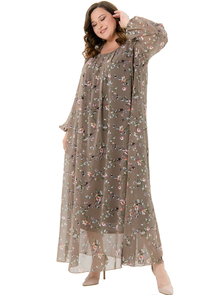 Вечернее длинное платье из воздушного шифона арт. 2522420  &quot;ЧУДНЫЙ ВЕЧЕР&quot; (цвет мокко) Размеры 50-80