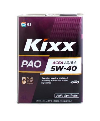 Масло моторное Kixx PAO 5w-40 API SN/CF, ACEA A3/B4 1л L2110AL1E1