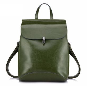Кожаный женский рюкзак-трансформер Elegant зелёный