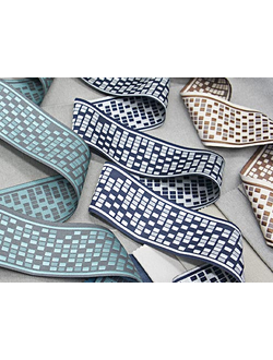 Жаккардовая отделочная лента с модерновым орнаментом "перфокартой" оптом, все цвета!