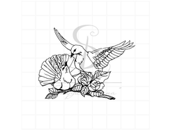 Штамп для скрапбукинга пара голубь с голубкой на ветке