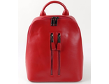 Кожаный женский рюкзак Zipper красный