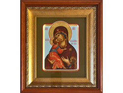 Владимирская Икона Пресвятой Божией Матери формата 17,5х21см в киоте.