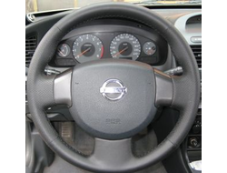 Кожаная накладка на руль Nissan Almera Classic I (2006-2013), черная