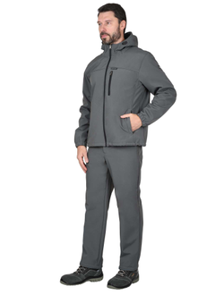 Куртка -Азов" с капюшоном серый софтшелл пл 350 г/кв.м