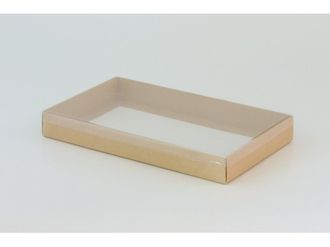 Коробка на 5 печений с прозрачной крышкой (25*15*3 см), крафт